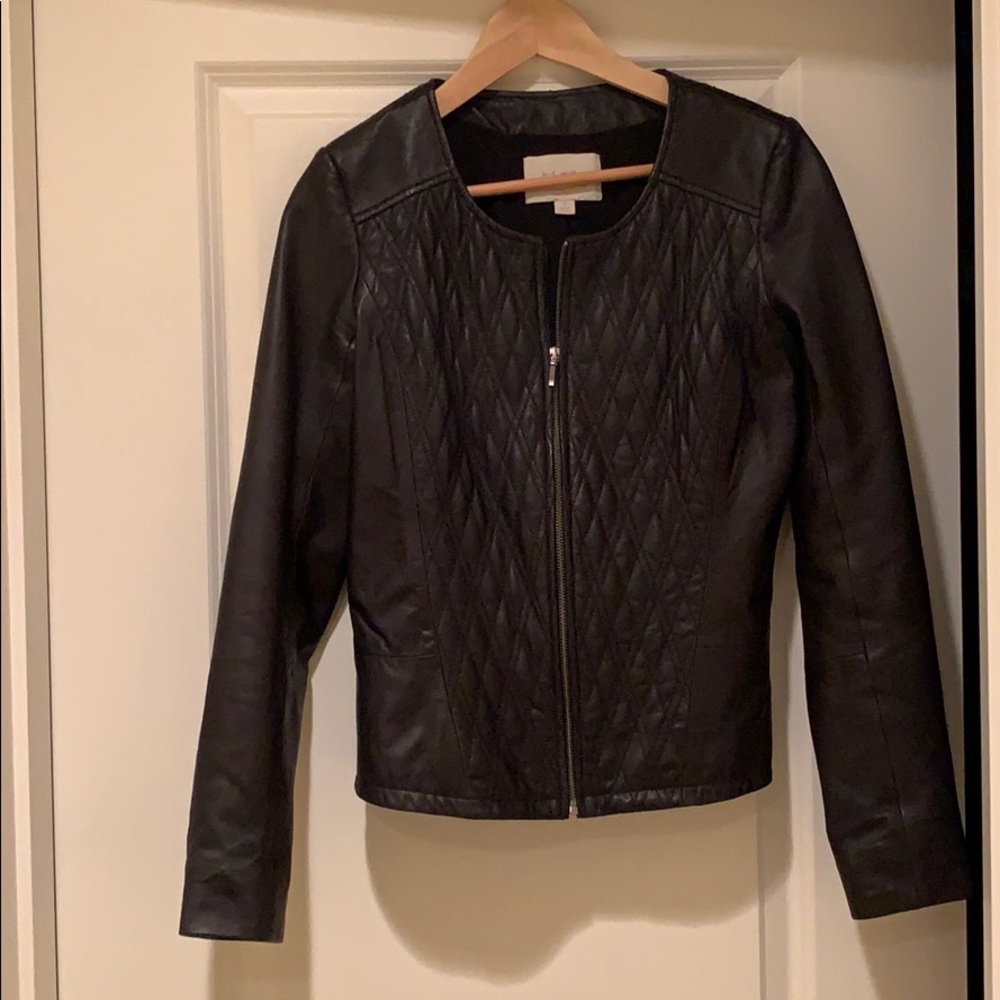 Hinge leather jacket in black